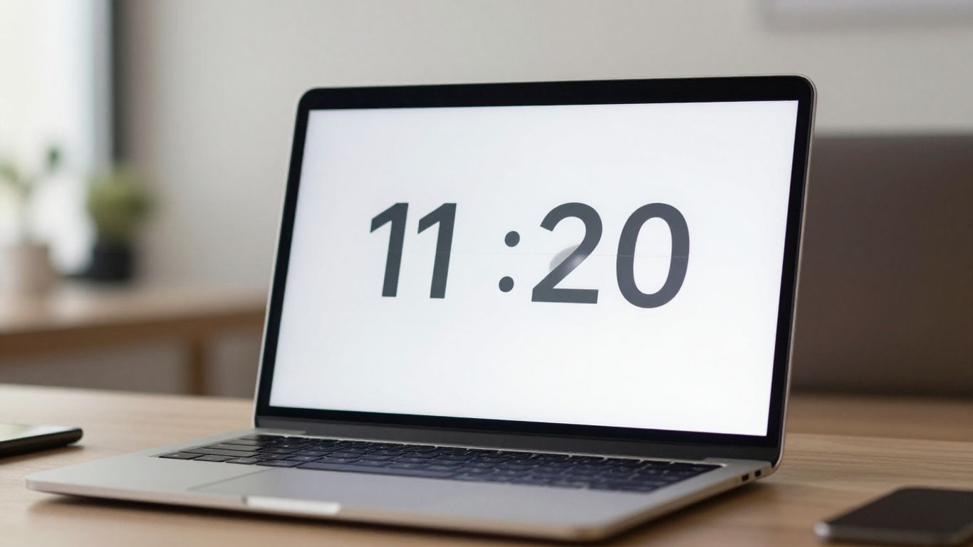 Minimalist timer on a laptop screen for focus.