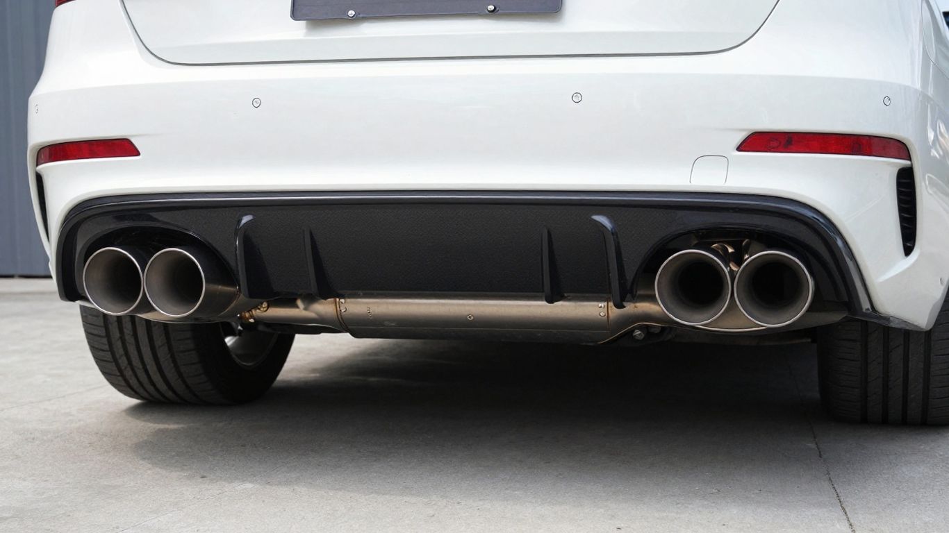 Exhaust system pipes mounted under carriage