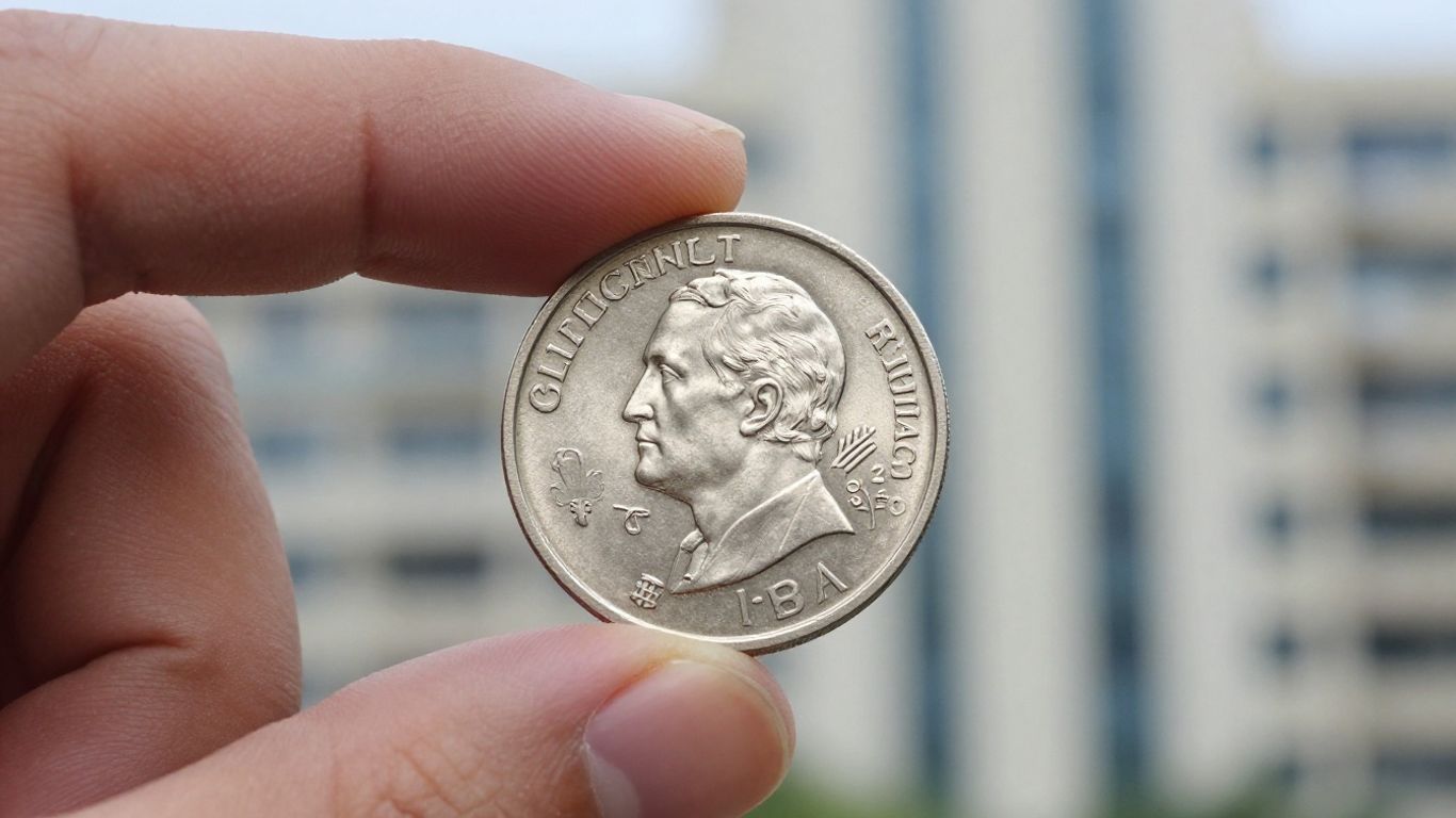 Main d'une personne tenant une pièce d'argent.