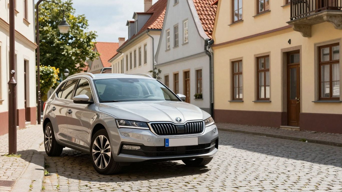 Skoda car on a European street