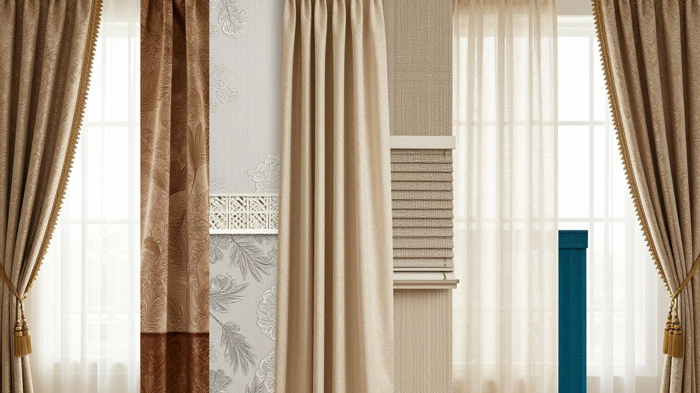 Window treatment ideas on a visual mood board.