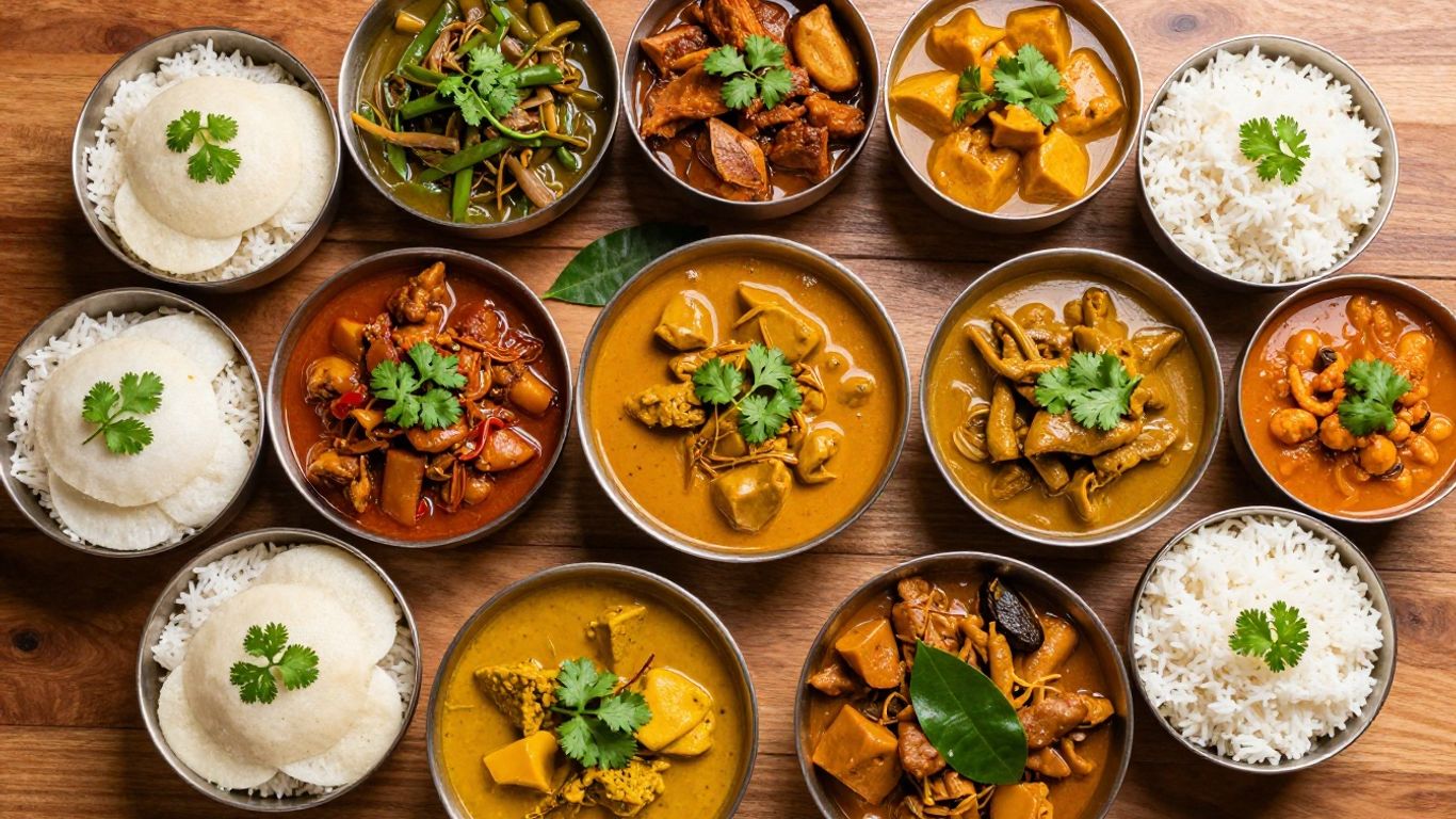 South Indian meal prep with colorful dishes