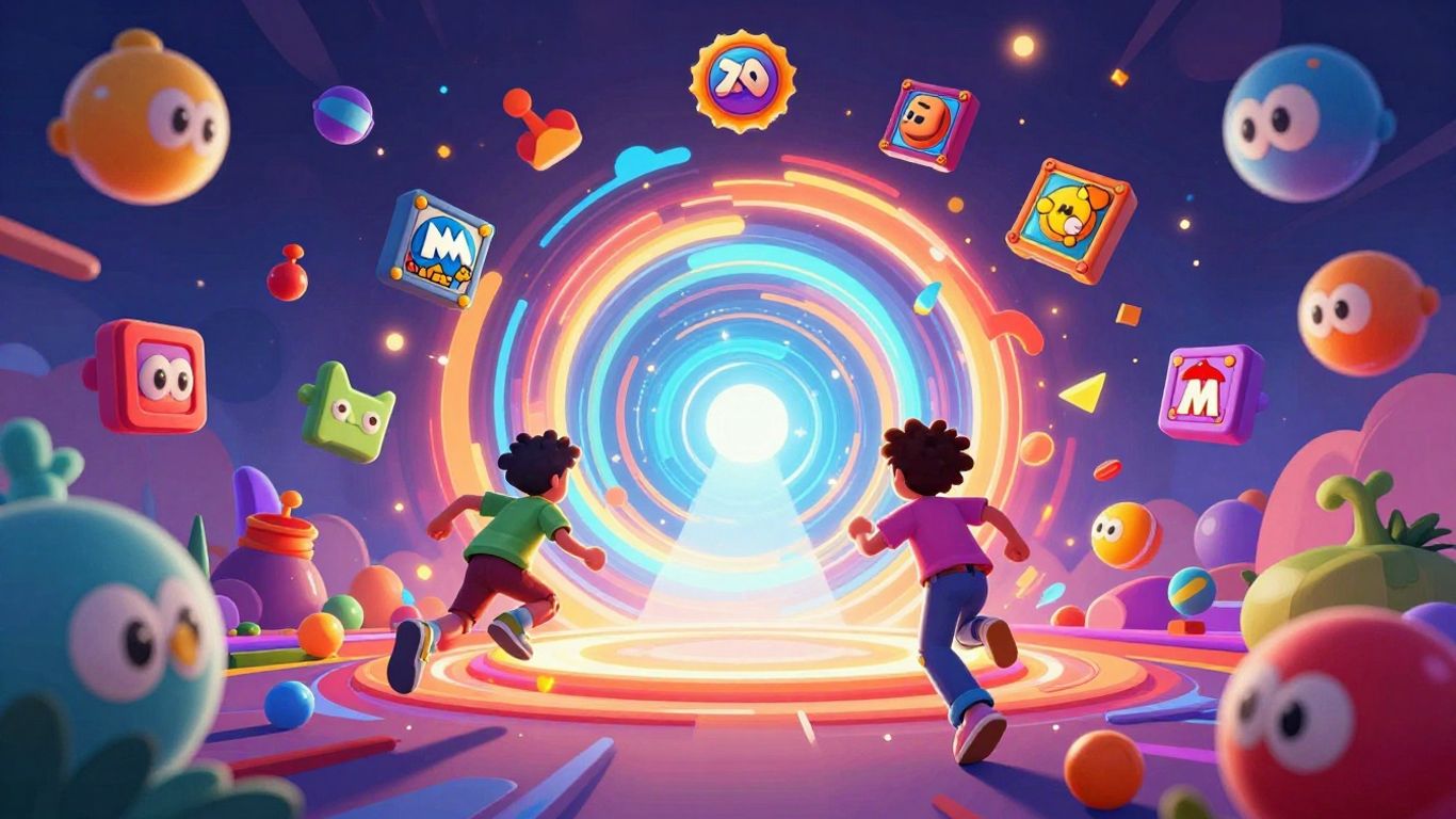 Vibrant game icons and glowing portal from MSN Game Zone.