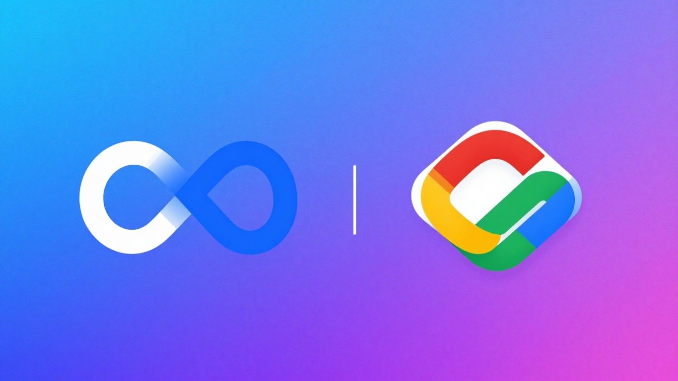Meta and Google Cloud logos merging together.