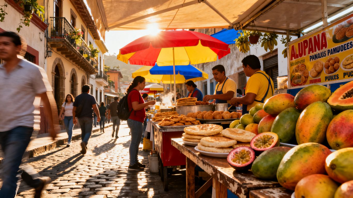 A vibrant culinary scene in Medellin street