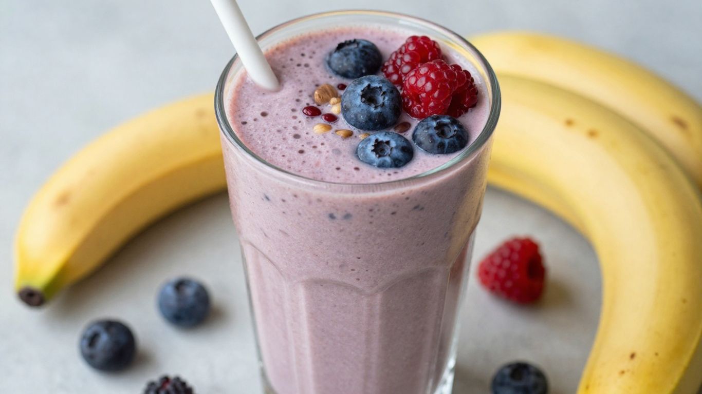 Herbalife shake with fresh fruits and ingredients.