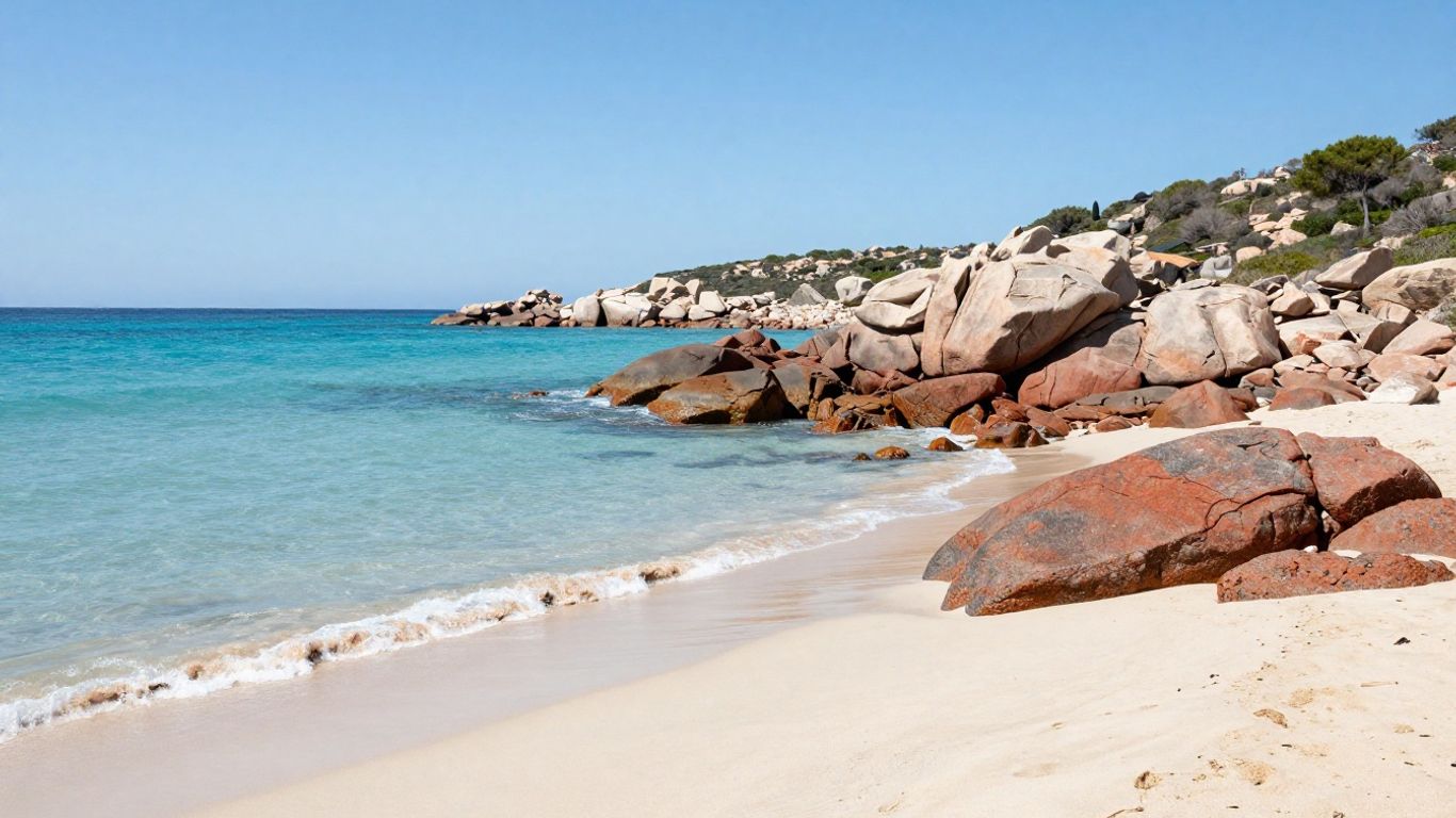 L’Île-Rousse beach and red rocks