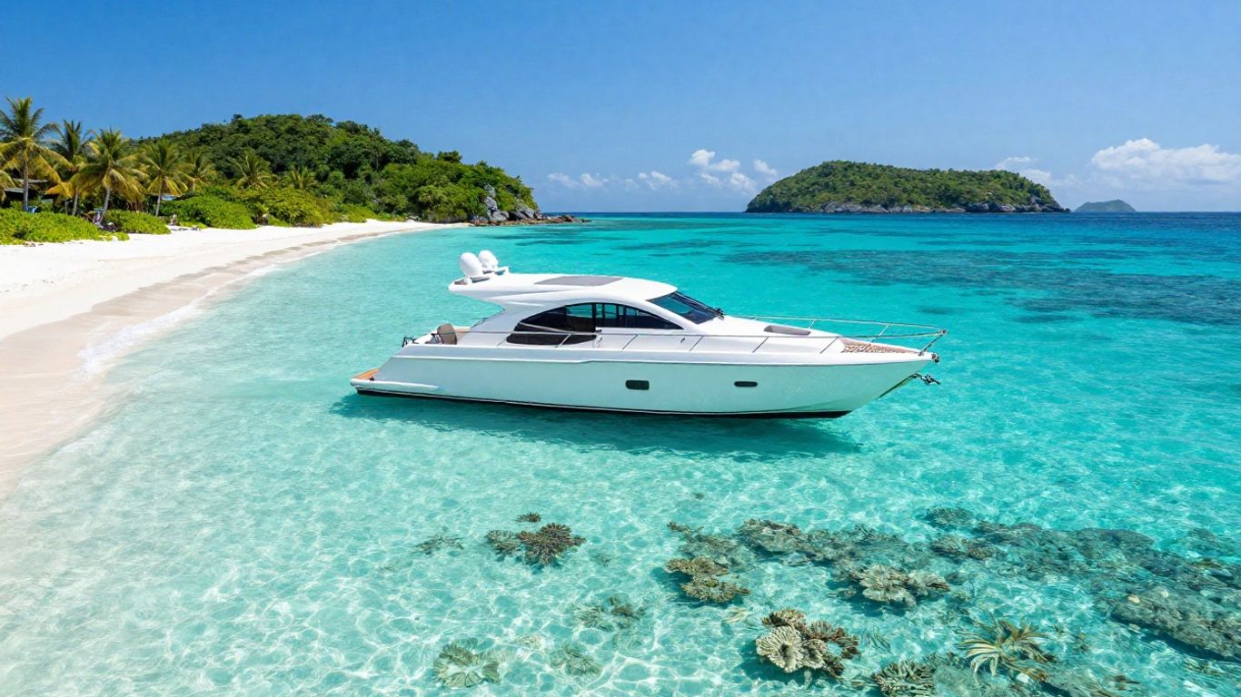 Luxury yacht sailing in the Virgin Islands.