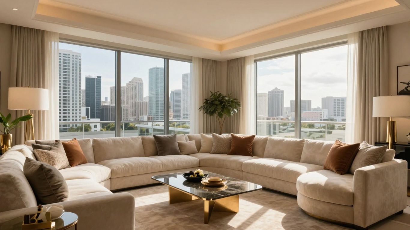 Miami short-term rental interior with city view