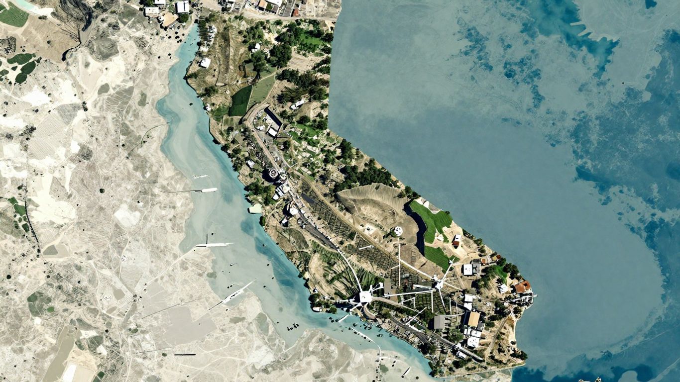 High-resolution drone orthomosaic map of California landscape.