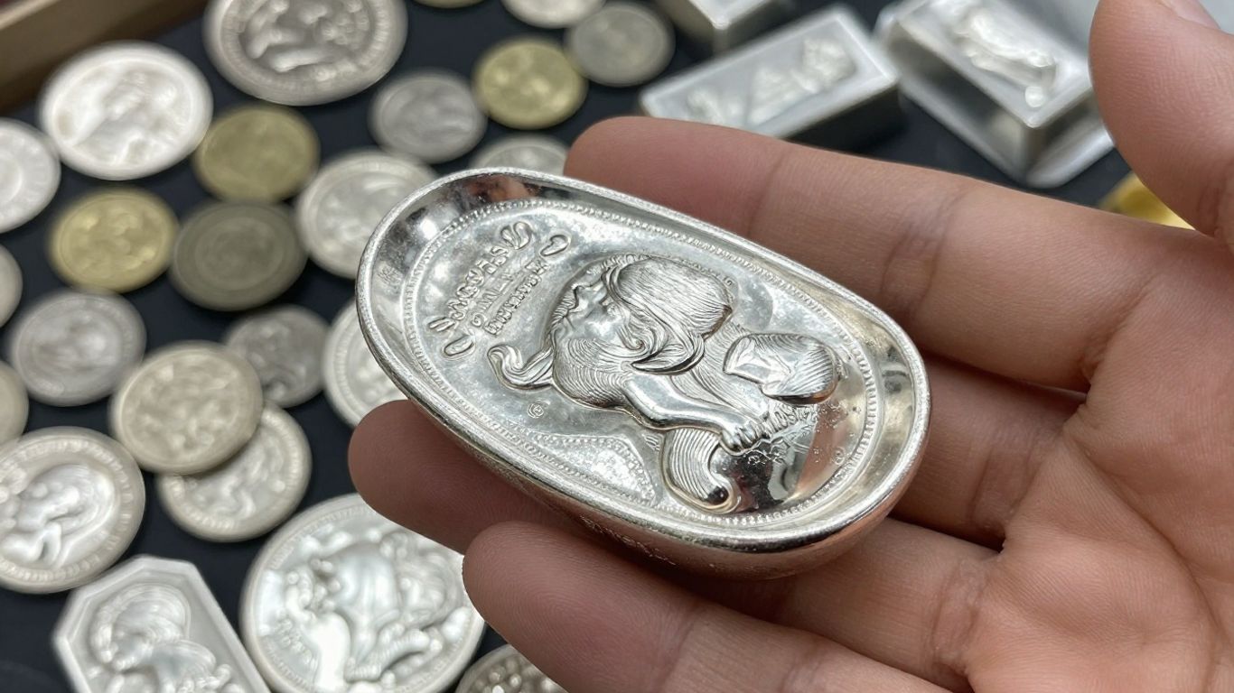 سبائك فضية في يد، حماية من الأزمة.