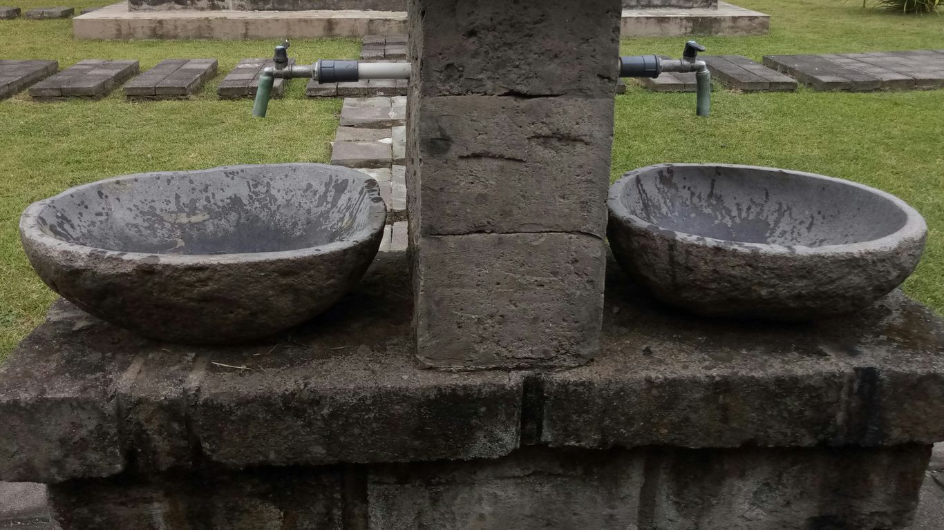 Protected stone basin ready for delivery