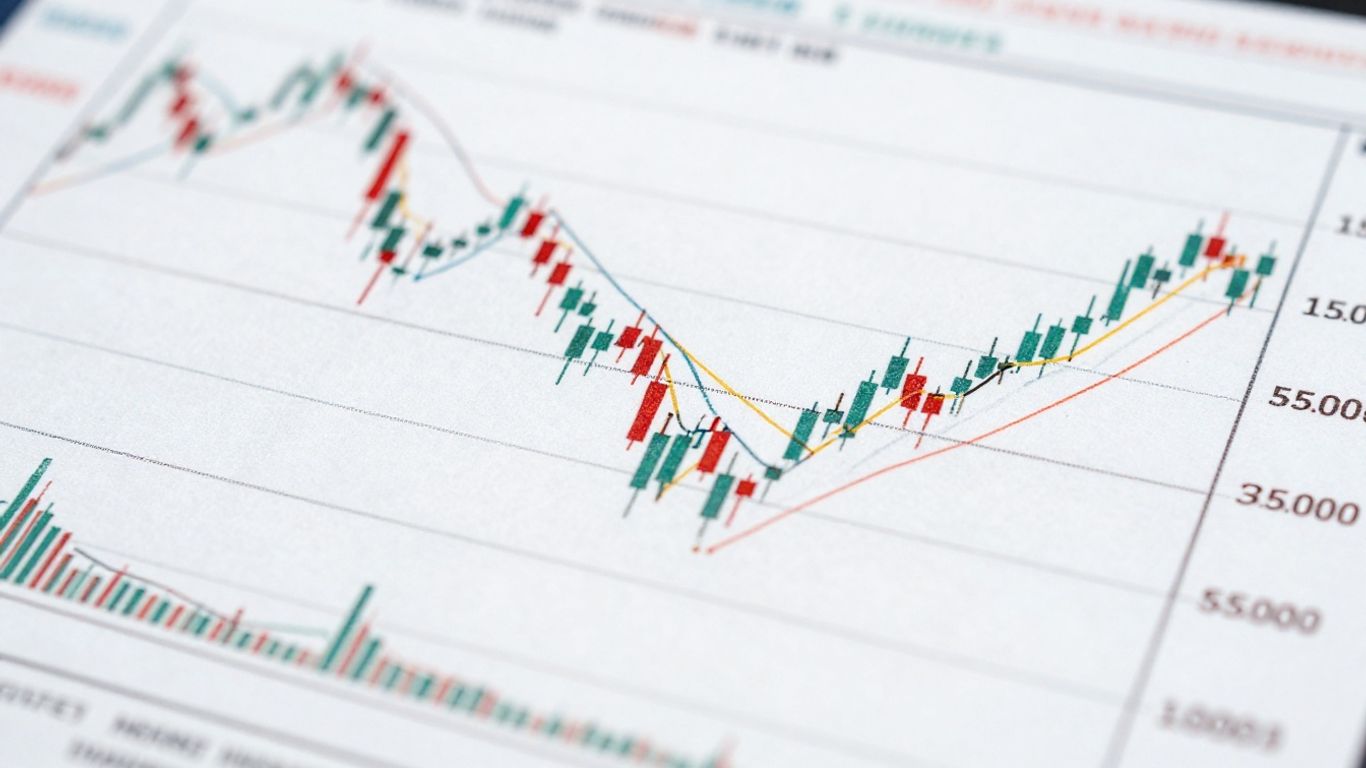 Trading chart with MACD indicator lines.