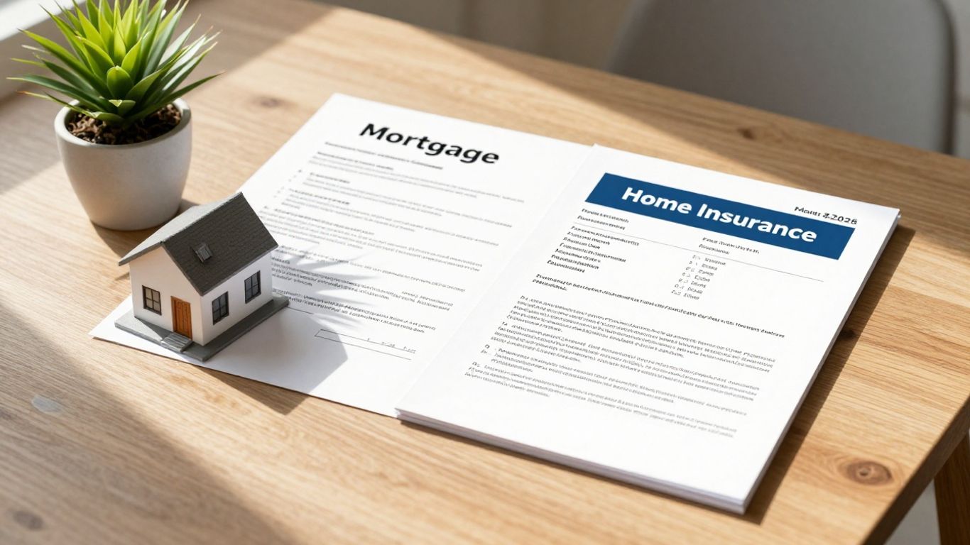 Casa con hipoteca y seguro de hogar.