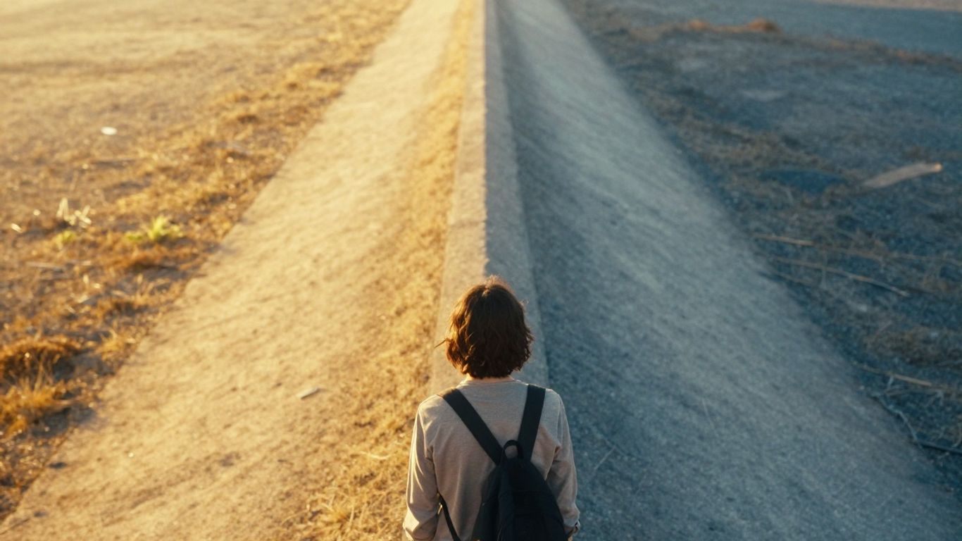 Person choosing between success and uncertainty paths.