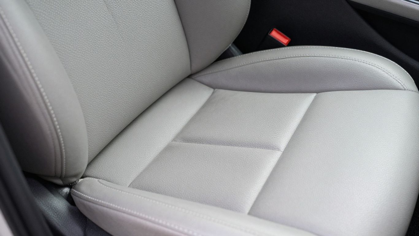 A worn leather car seat showing texture