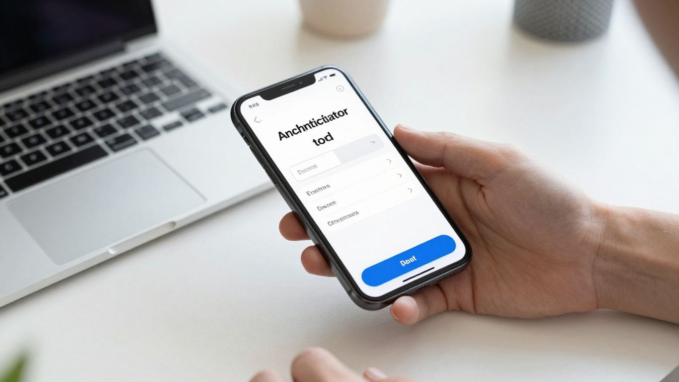 Authenticator app beside laptop login