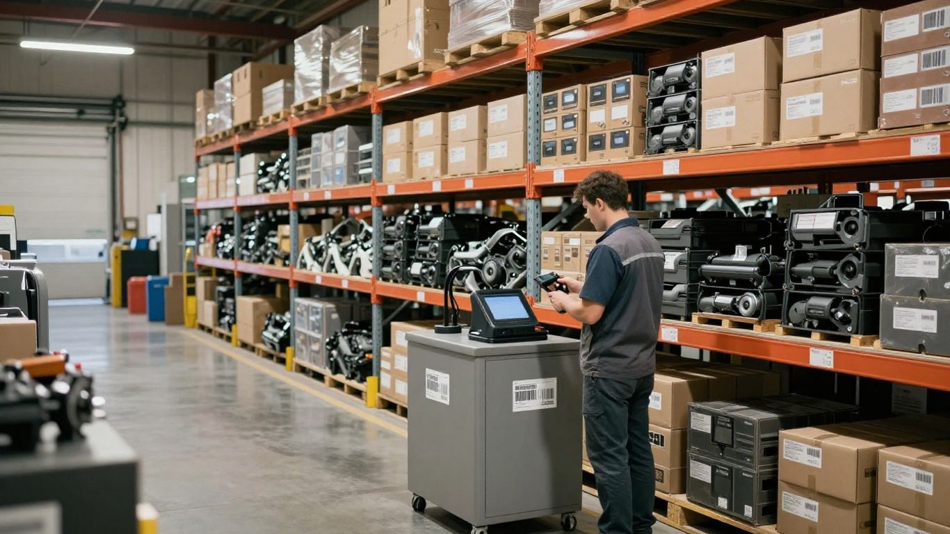 Warehouse shelves of automotive components