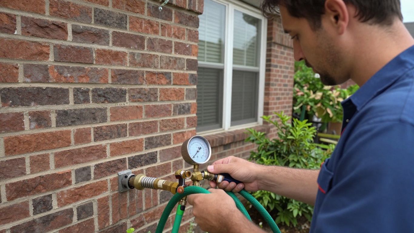 Homeowner checking a faucet and water gauge