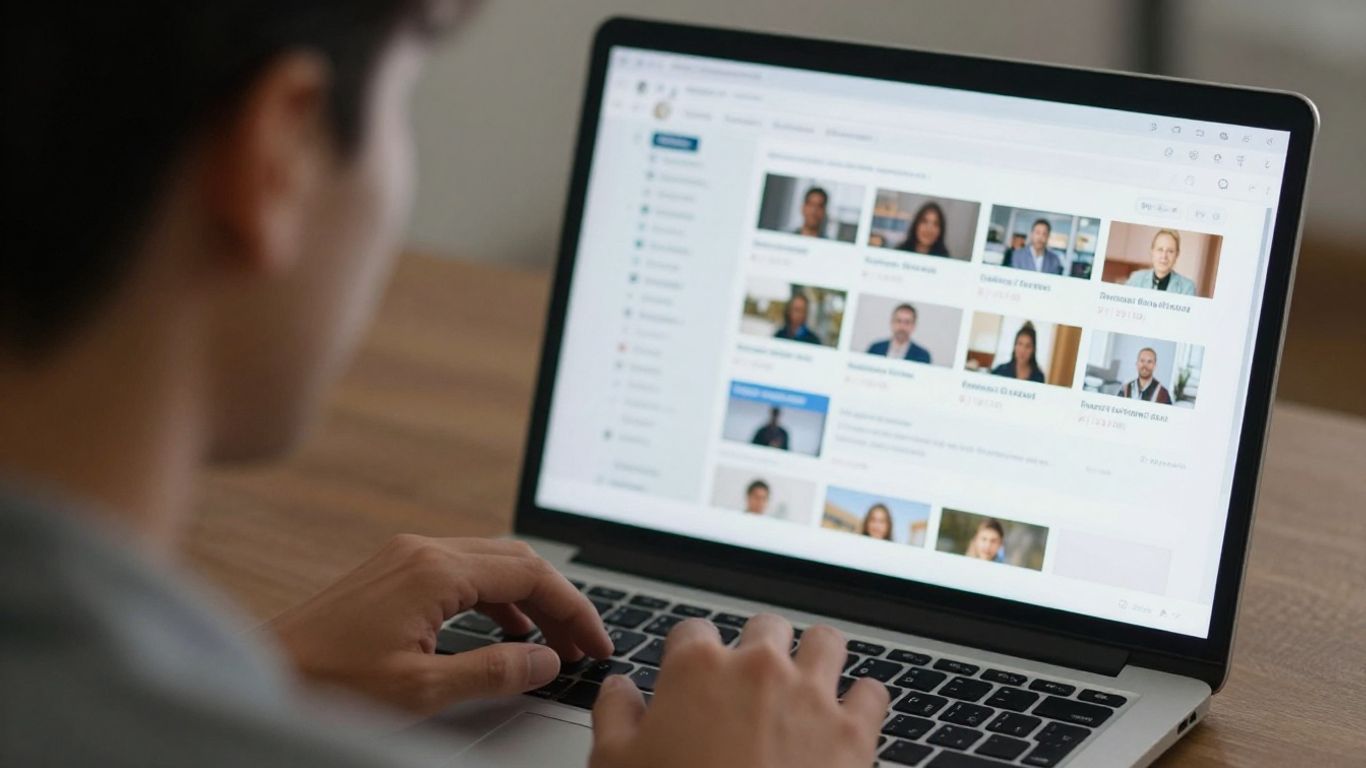 Person looking at online discussions about bHIP on a laptop.