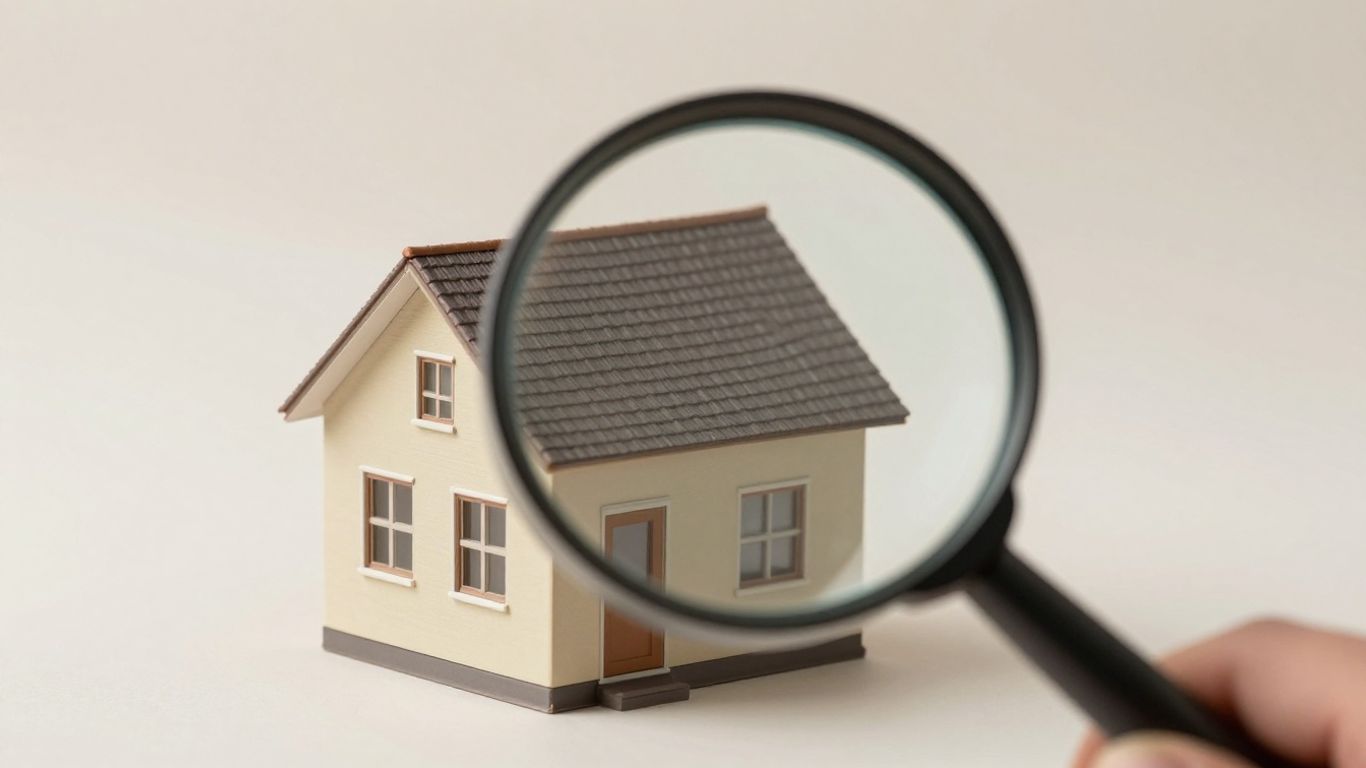 Casa con lupa sobre el tejado