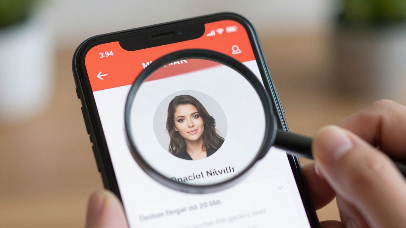Gekapertes Konto auf Smartphone-Bildschirm mit Lupe
