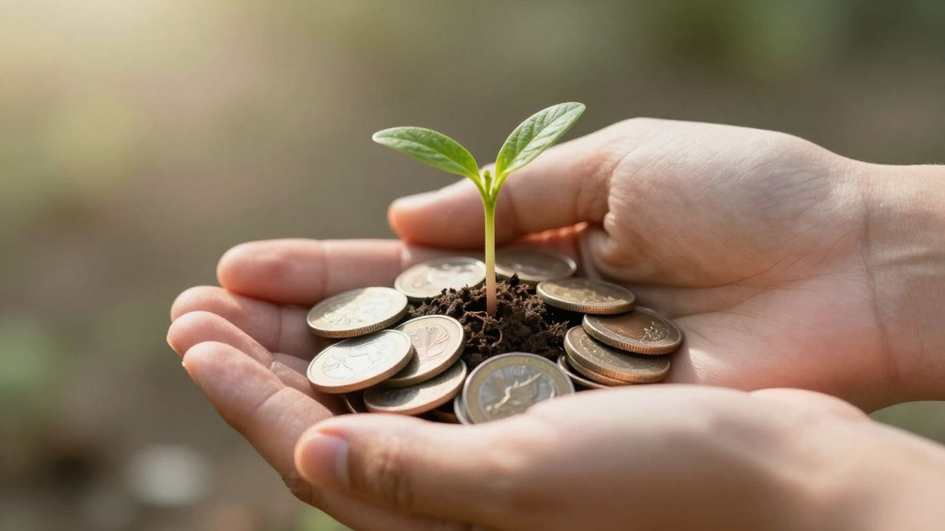 Planta creciendo de monedas, inversión en renta variable.