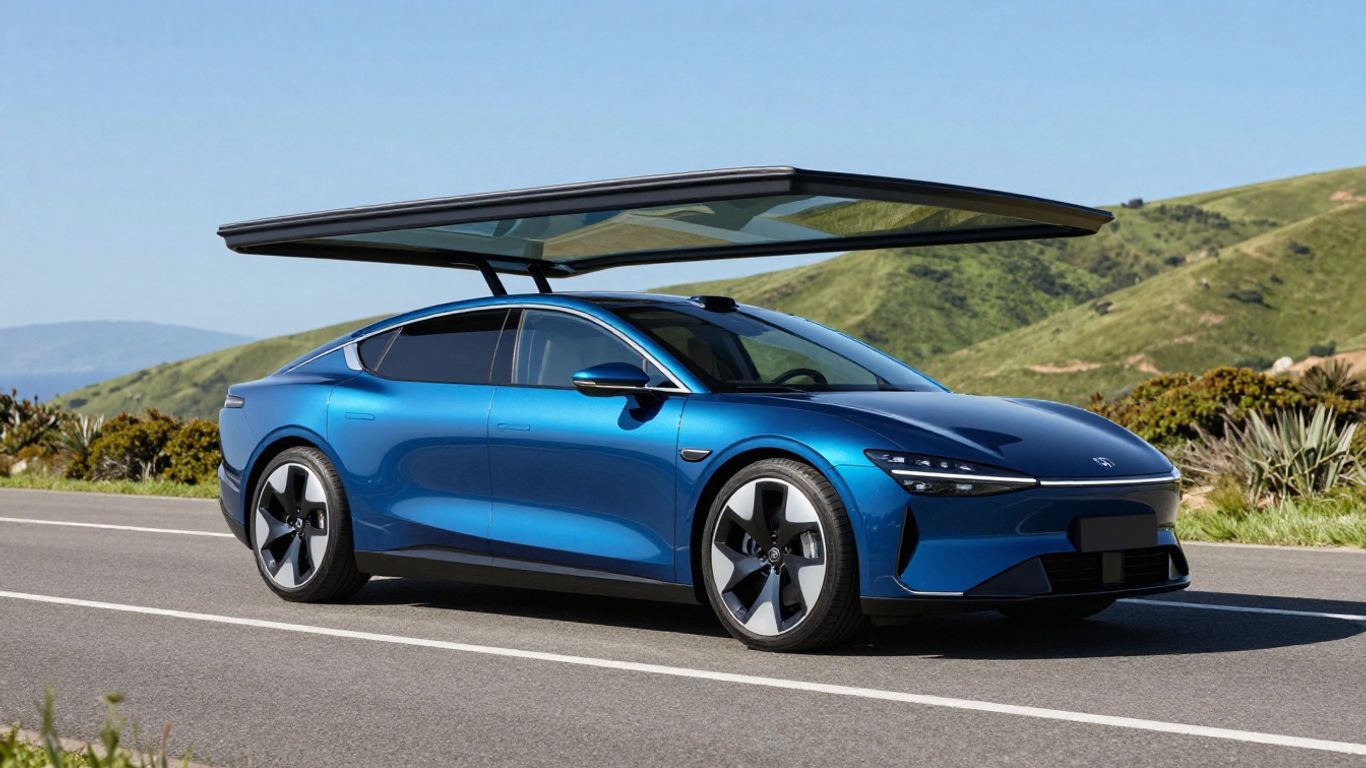 Lucid Gravity electric SUV driving on a scenic coastal road.
