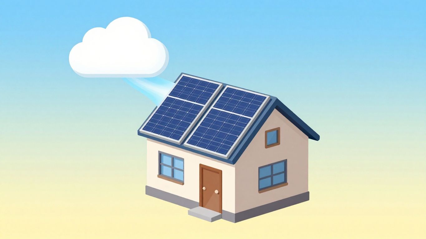 House with solar panel and virtual energy storage.