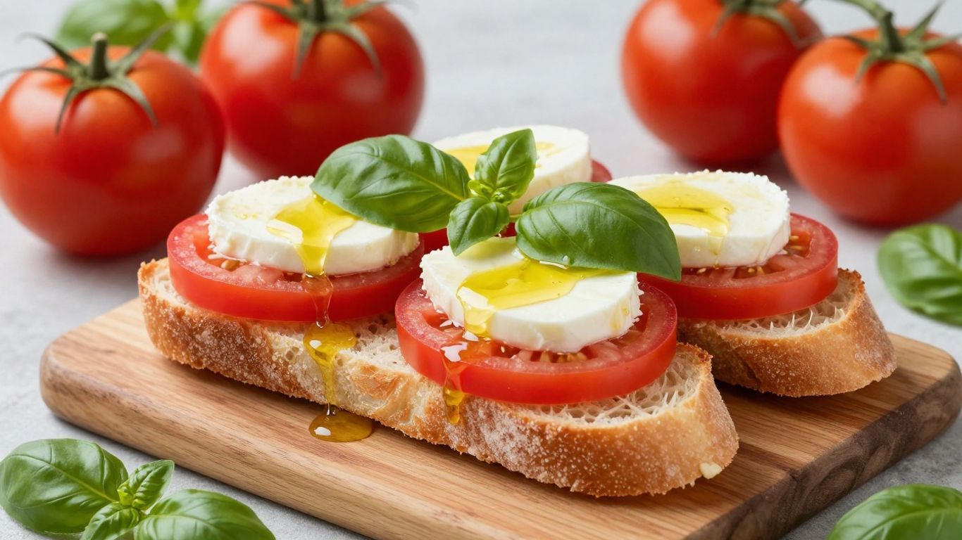 Caprese sandwich with tomatoes, mozzarella, basil and baguette