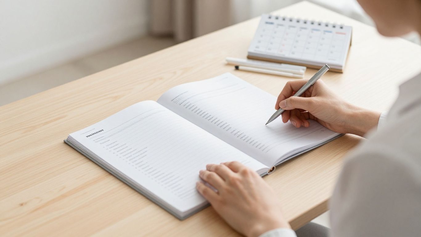 Caderno e documentos para consulta ginecológica