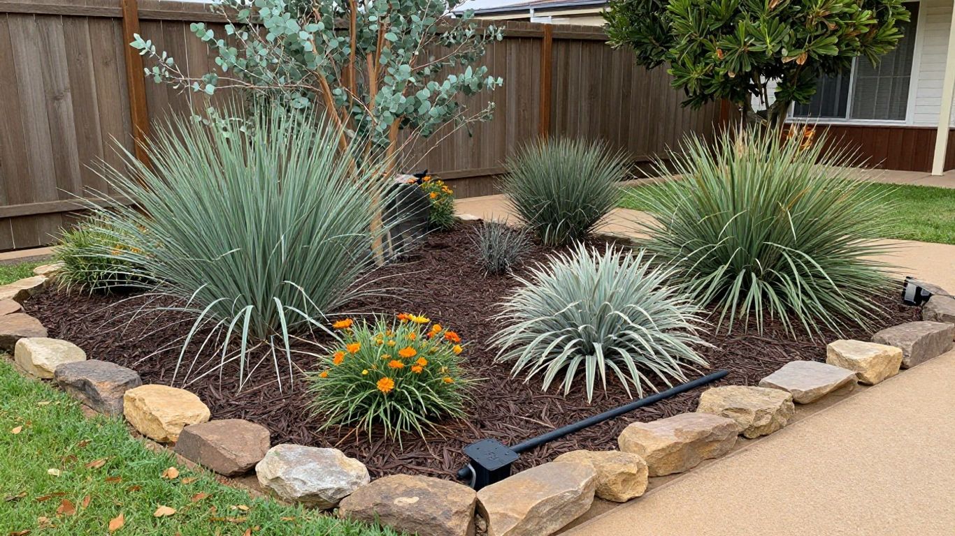 Greywater garden beside Australian suburban home