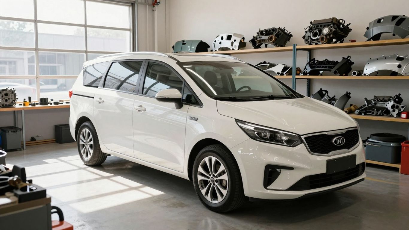 Kia Carnival parts in a workshop