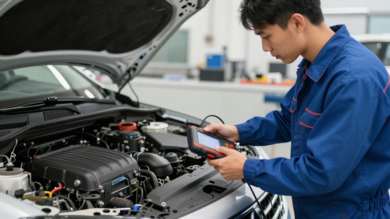 Tech conducting detailed digital component scan