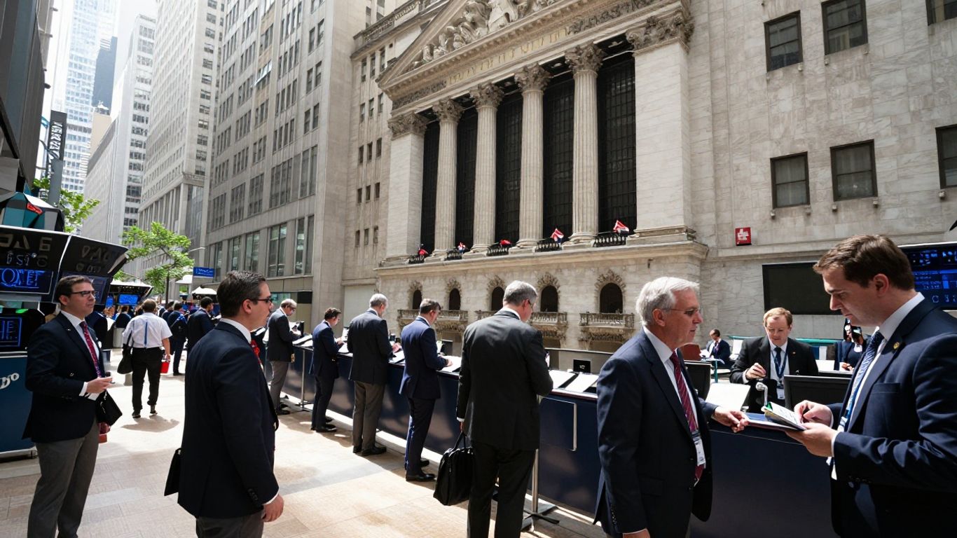 New York Stock Exchange trading floor activity.