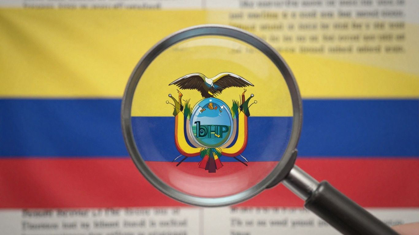 Bandera de Colombia y lupa investigando logo bHIP.