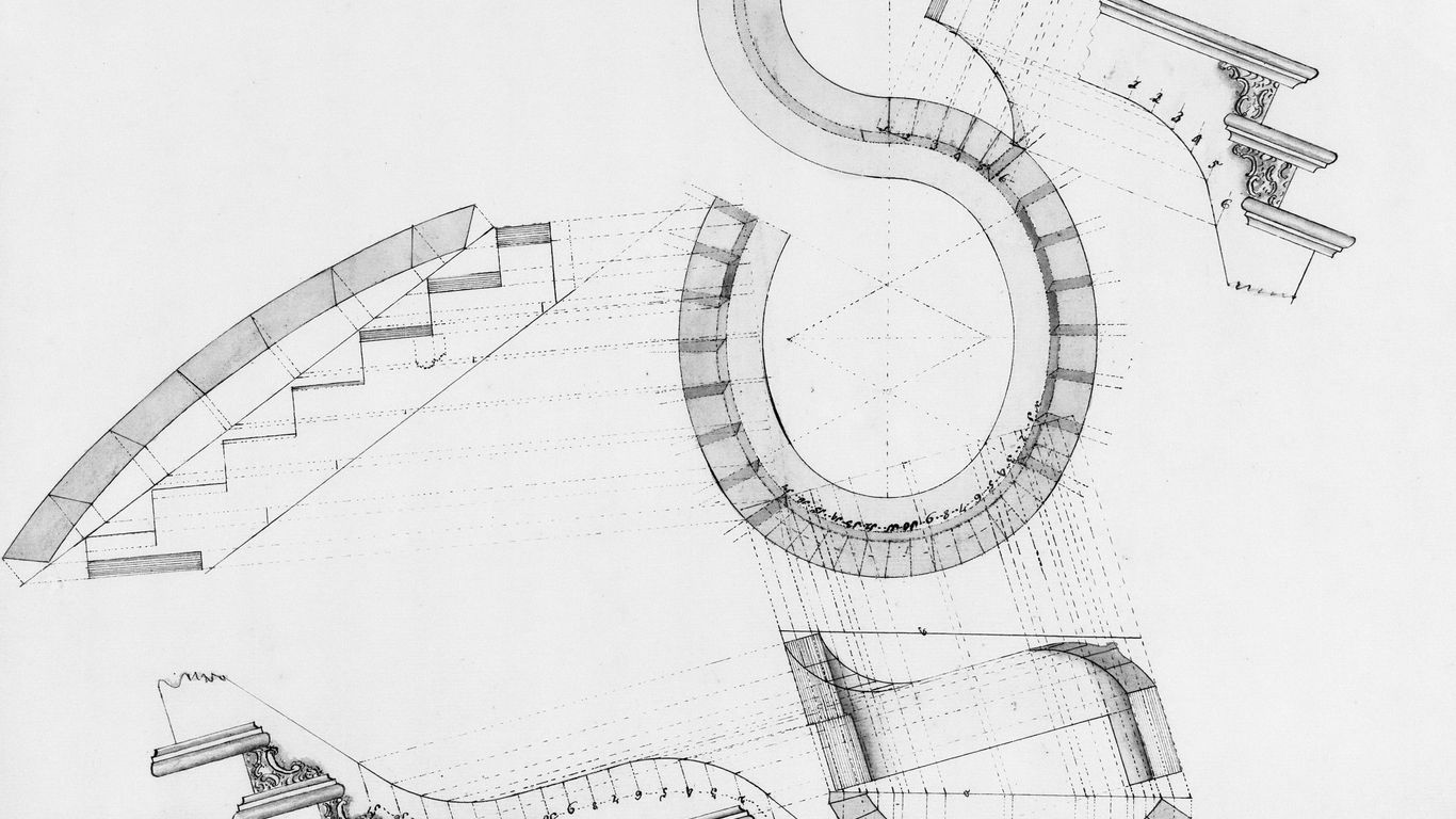 Technical drawing of stone furniture support