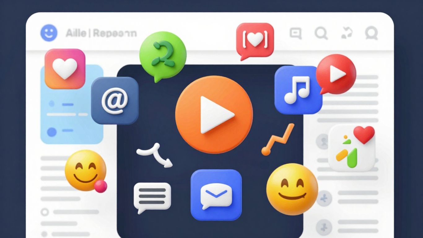 Icônes de réseaux sociaux et interface de blog moderne.