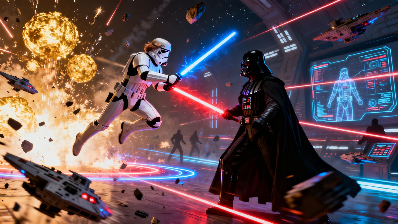 Star Wars: Galaxy of Heroes characters battling on PC.