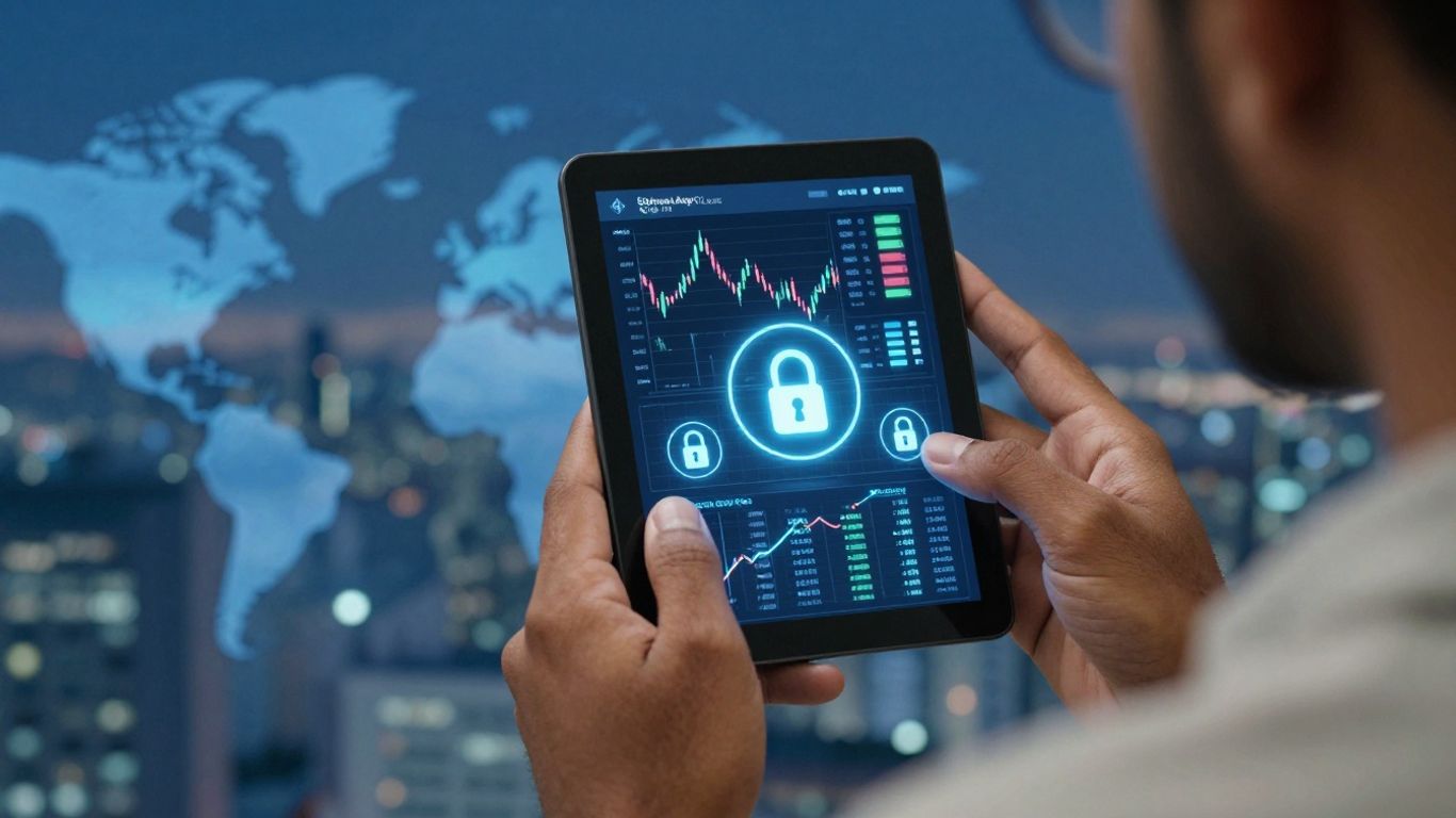 Person looking at secure online trading platform.