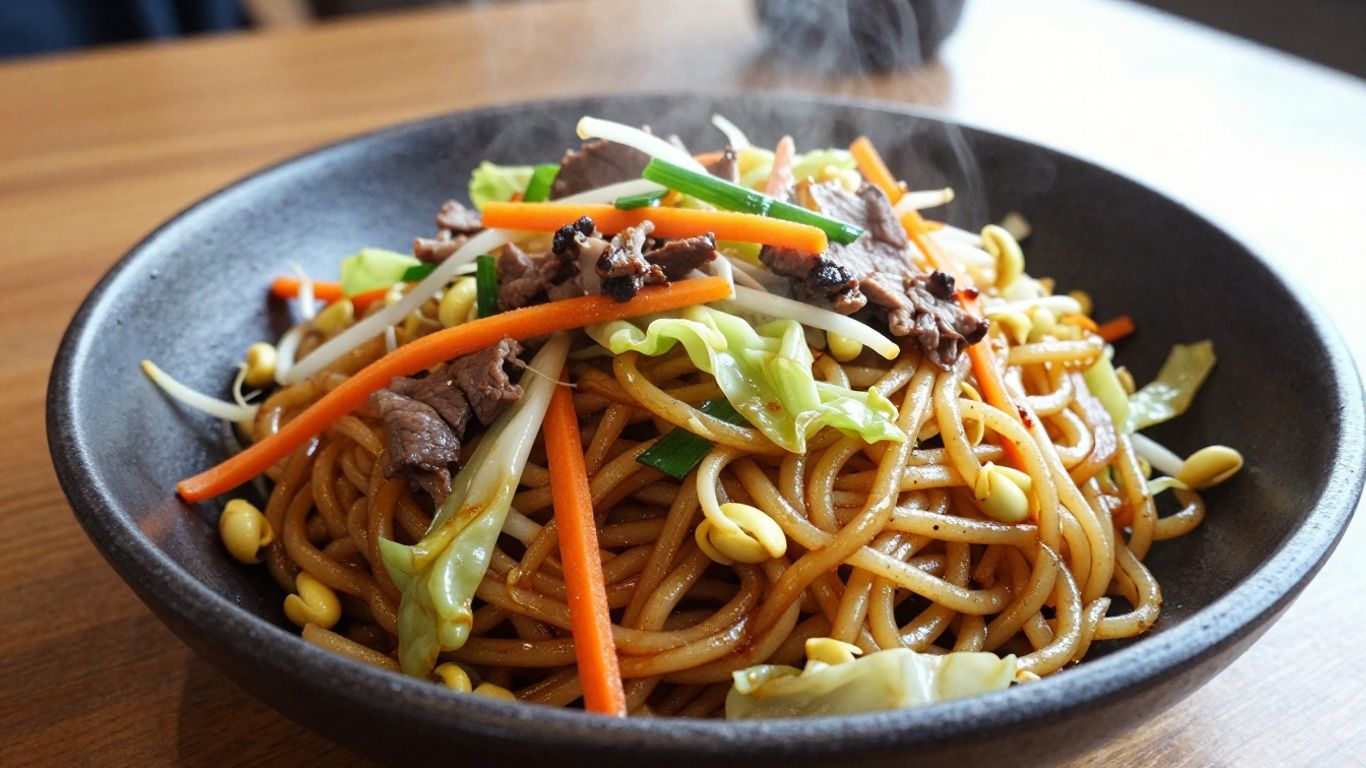 Wok-fried chow mein with vegetables