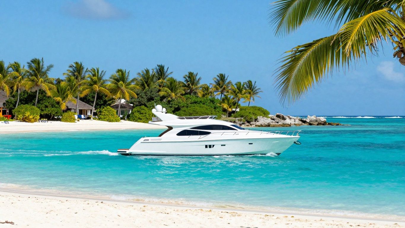 Yacht near Paradise Island, Bahamas coastline