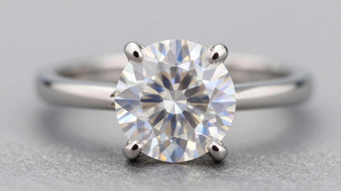 Sparkling solitaire diamond engagement ring with a detailed setting.