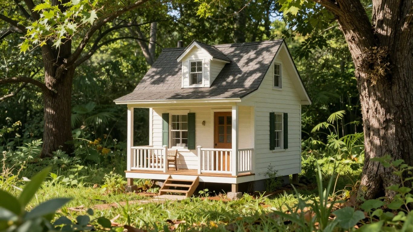 Tiny home in a green Arkansas setting.