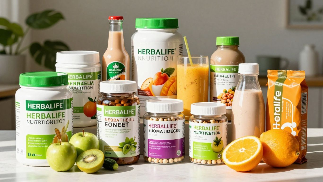 Herbalife weight loss products and healthy snacks.