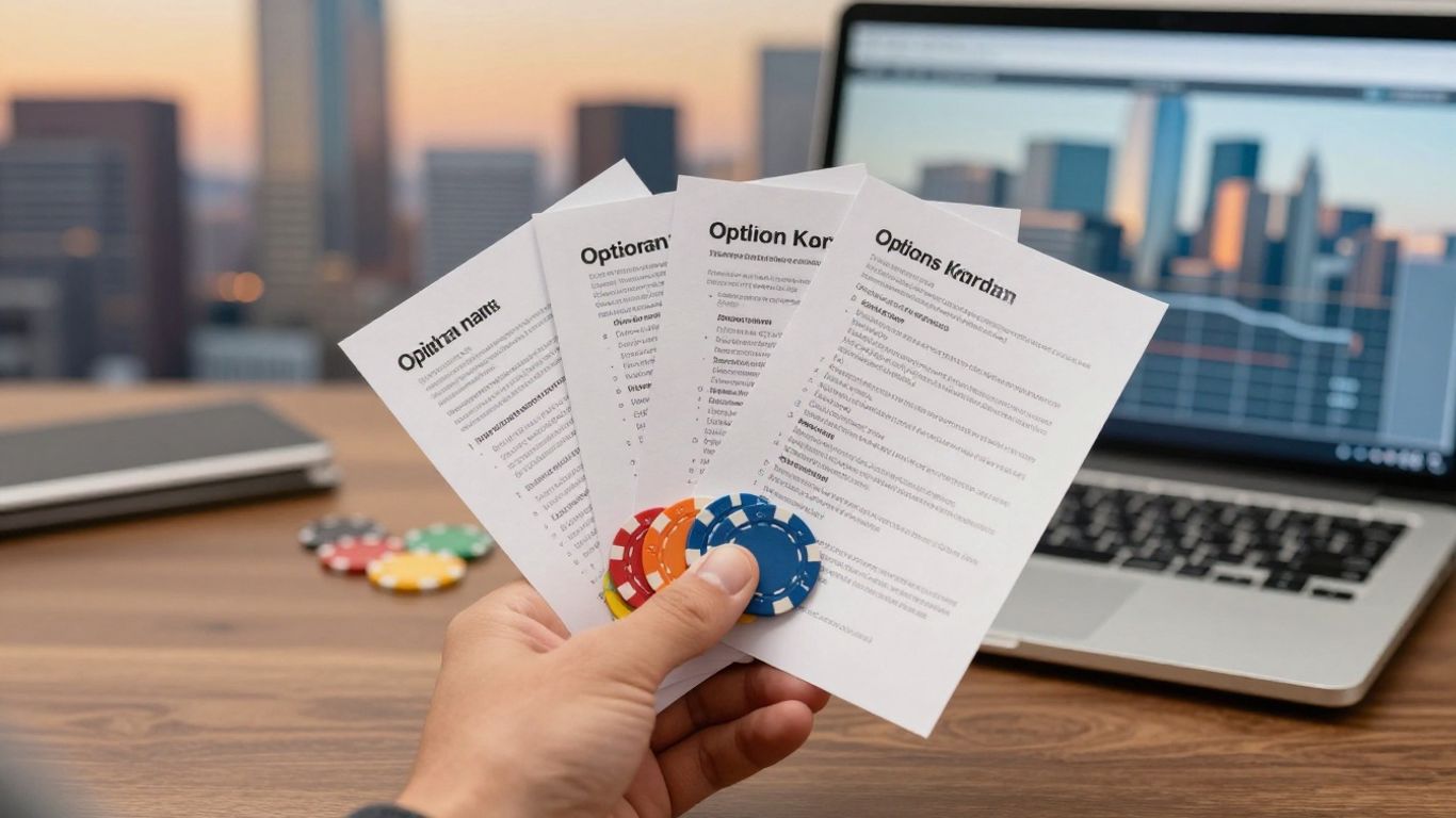 Person holding trading chips and contract papers