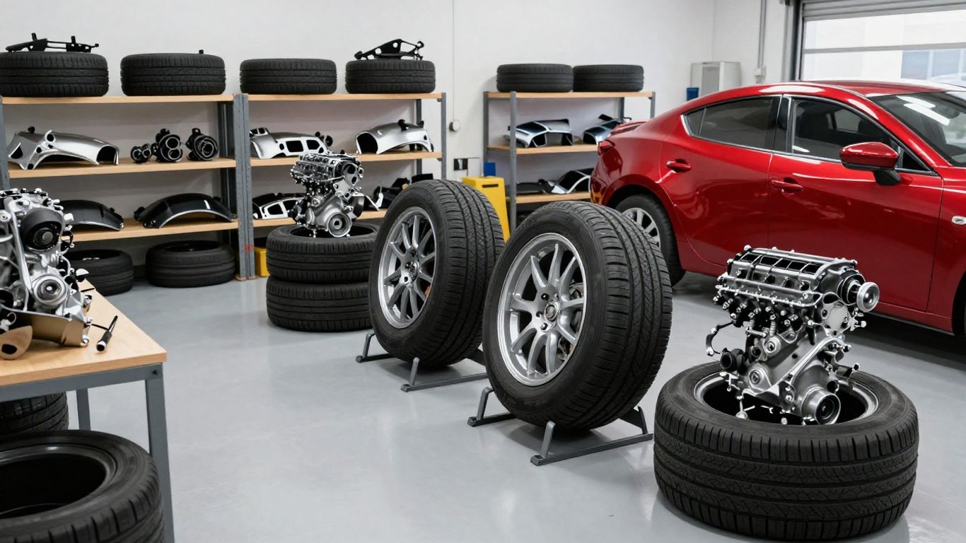 Mazda car parts in a Brisbane workshop