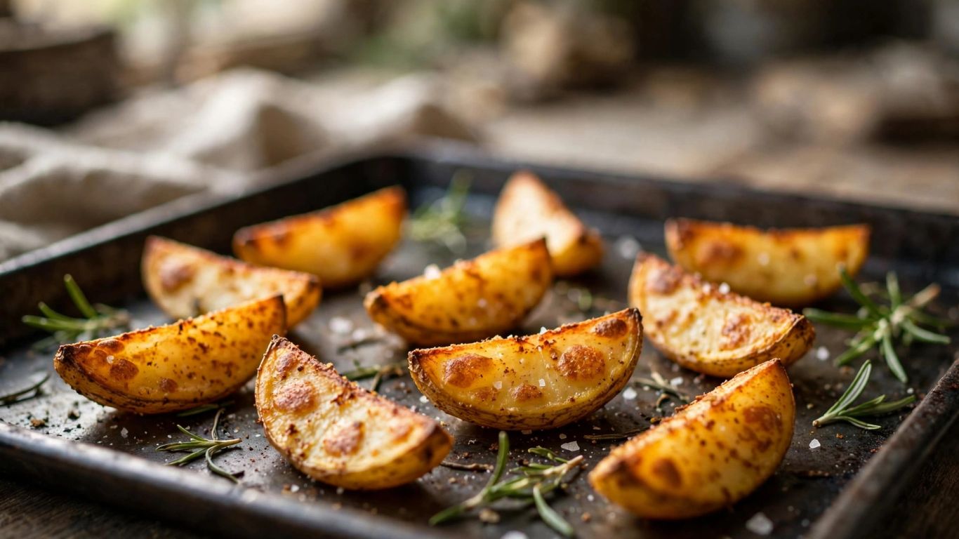 Goudbruine aardappelpartjes met verse rozemarijn