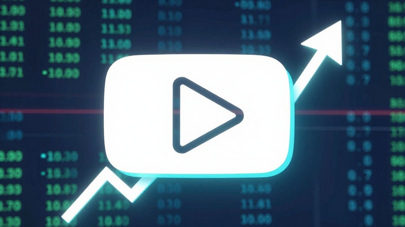 YouTube video ranking success with play button and upward trend.