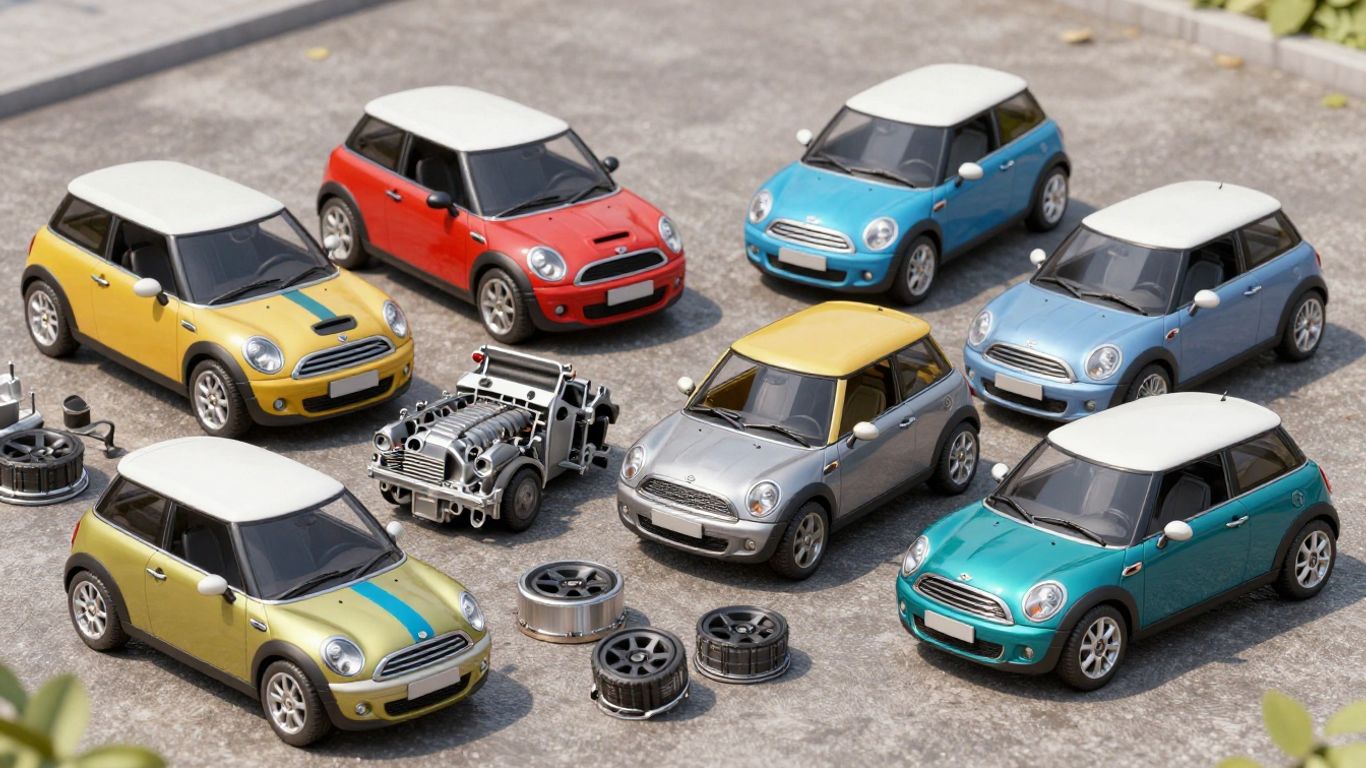 Mini Cooper parts at a wrecker in Canberra.